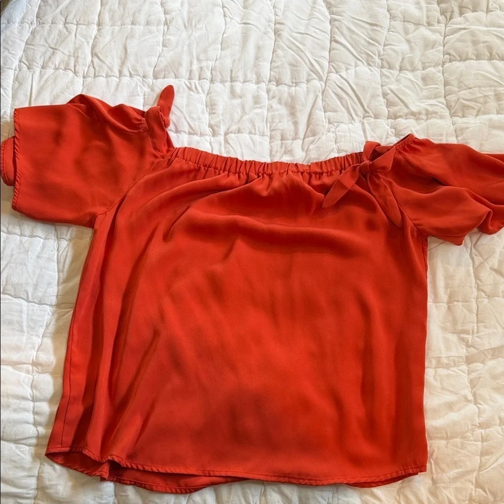 Naked Zebra Bright Orange Off-Shoulder Blouse